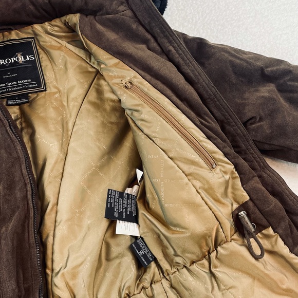 (VTG) METROPOLIS • Brown/Black Suede Fur Trim Jacket - Picture 14 of 16